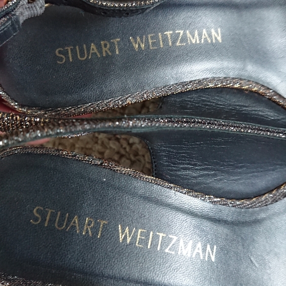 Stuart Weitzman Metallic Glitter Accents Slingback Sandals size 7M - Picture 13 of 14